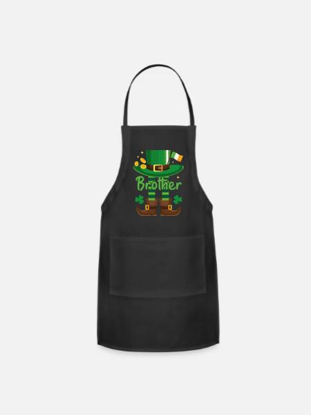 Brother Little Leprechaun Irish Toddler Boys Baby - Adjustable Apron - black