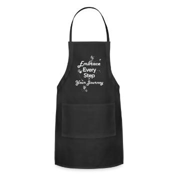 Motivational design with footprints and a journey - Adjustable Apron - black - Front - Julia (174cm)