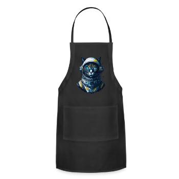 Meowstronaut Cat in Space - Adjustable Apron - black - Front - Julia (174cm)