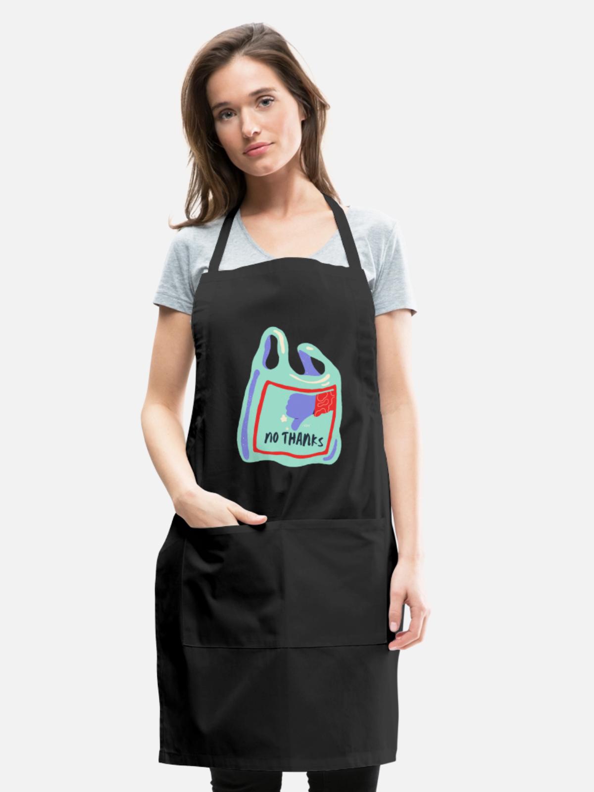No Plastic Thanks - Adjustable Apron - black - Front - Julia (174cm)