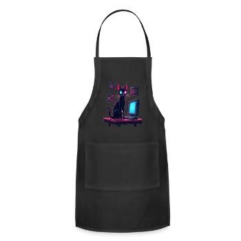 Cat.exe Has Crashed – Glitch Kitty - Adjustable Apron - black - Front - Julia (174cm)
