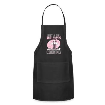 JUST A GIRL WHO LOVES COOKING - Adjustable Apron - black - Front - Julia (174cm)
