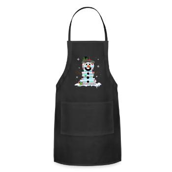 snowman book stack librarian book lover christmas - Adjustable Apron - black - Front - Julia (174cm)