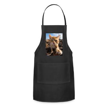Yellow kitten - Adjustable Apron - black - Front - Julia (174cm)