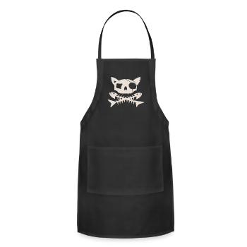 Cat Pirate Jolly Roger - Adjustable Apron - black - Front - Julia (174cm)