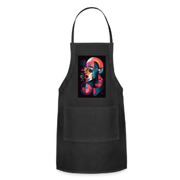 Abstract Face Art - Bold and Confident - Adjustable Apron - black - Front - Julia (174cm)