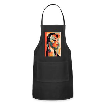 Abstract Face Art - Bold and Tenacious - Adjustable Apron - black - Front - Julia (174cm)