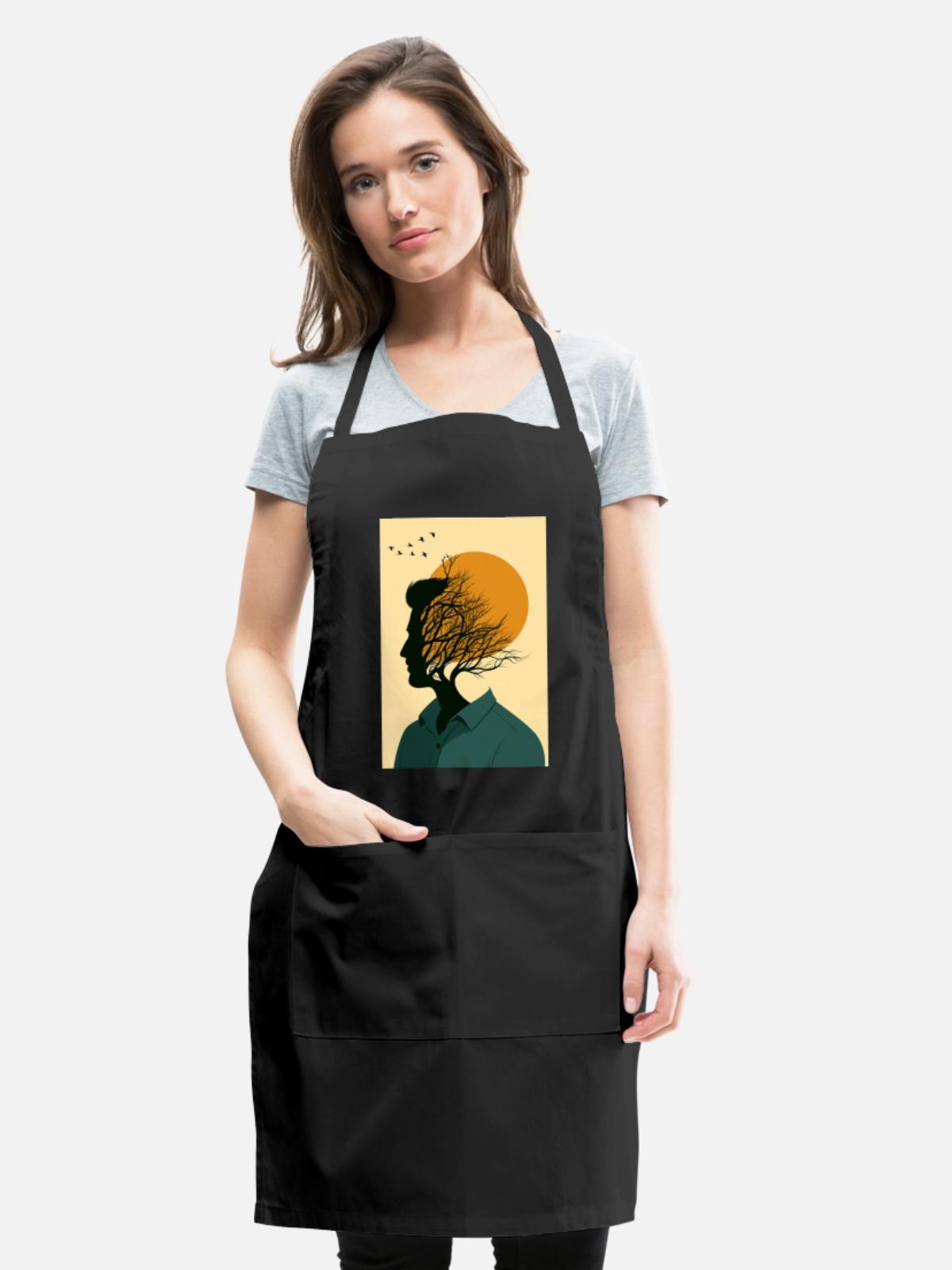 Sunlit Mindscape Silhouette - Adjustable Apron - black - Front - Julia (174cm)