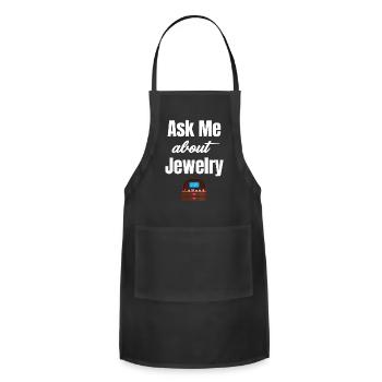 Ask Me About Jewelry Funny Jeweller Diamonds - Adjustable Apron - black - Front - Julia (174cm)