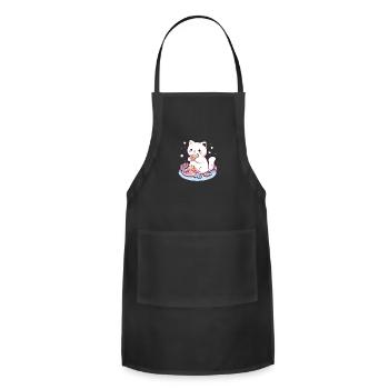 Paws & Nibbles - Cat Eating Snacks - Adjustable Apron - black - Front - Julia (174cm)