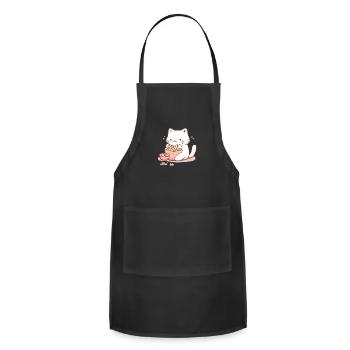 Munching Meowster - Cat n Treats - Adjustable Apron - black - Front - Julia (174cm)