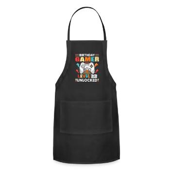 Birthday Gamer Level 22 Unlocked 22 Birthday - Adjustable Apron - black - Front - Julia (174cm)