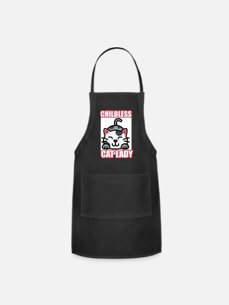 childless cat lady shirt - Adjustable Apron - black