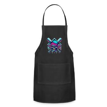 Colorful Skull Baseball Funny Dripping Donut Art - Adjustable Apron - black - Front - Julia (174cm)