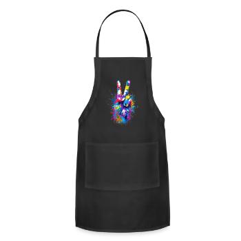Vibrant Colorful Peace Sign Hand Digital Art - Adjustable Apron - black - Front - Julia (174cm)