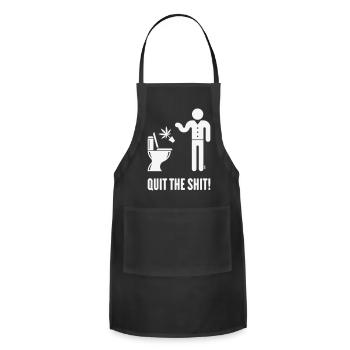 Quit The Shit! (Cannabis / Marijuana / Hemp / W) - Adjustable Apron - black - Front - Julia (174cm)