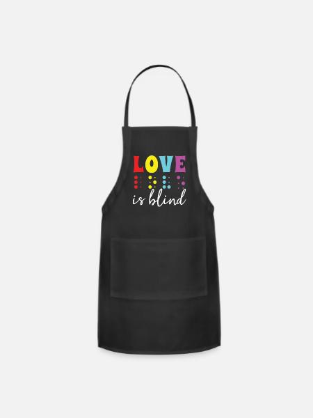 Braille Alphabet Language Braille Love Vintage - Adjustable Apron - black