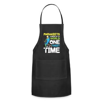Parakeets Chirping Up The World One Tweet - Adjustable Apron - black - Front - Julia (174cm)