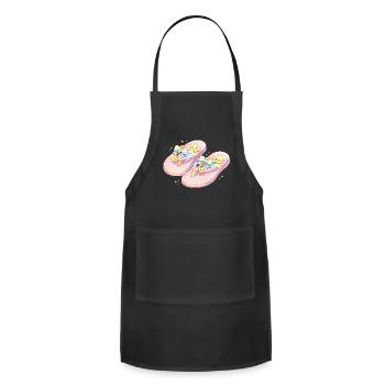 Kawaii Starry Pink Flip Flops - Adjustable Apron - black - Front - Julia (174cm)