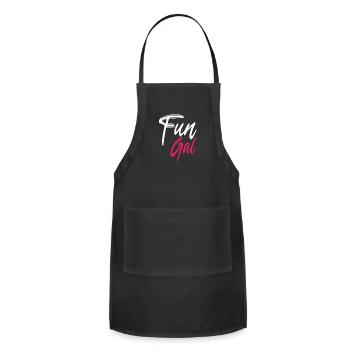 Fun gal | Cute girly saying - Adjustable Apron - black - Front - Julia (174cm)