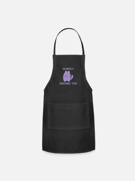 Silently Judging You Funny Cat - Adjustable Apron - black