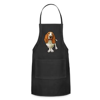 Basset Hound Dog - Adjustable Apron - black - Front - Julia (174cm)