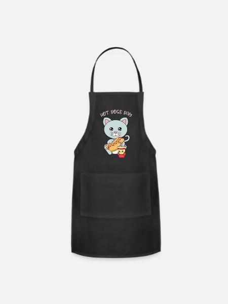 All I Need Is Hot Dogs And Cats - Adjustable Apron - black