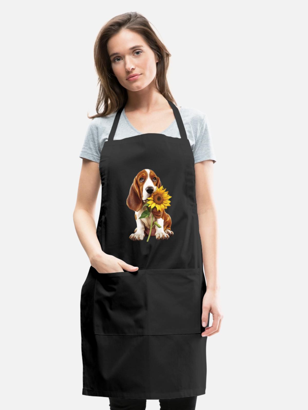 Basset Hound - Adjustable Apron - black - Front - Julia (174cm)