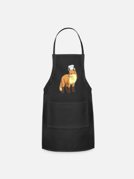 Fox As Cook With Chef Hat - Adjustable Apron - black