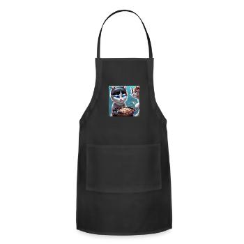 Magic cats eat ramen - Adjustable Apron - black - Front - Julia (174cm)