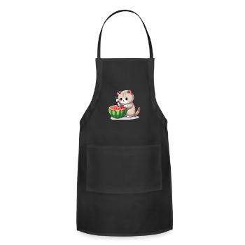 Cat cuts watermelon - Adjustable Apron - black - Front - Julia (174cm)