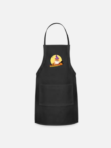 Pomeranian Halloween - Adjustable Apron - black