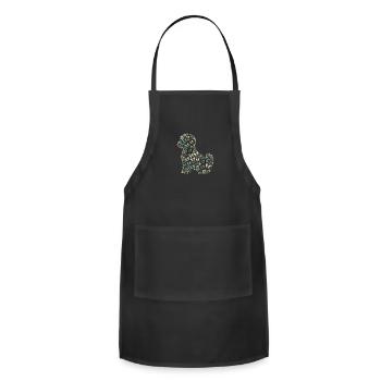 Nature's Harmony: Dog Silhouette of Butterflies - Adjustable Apron - black - Front - Julia (174cm)