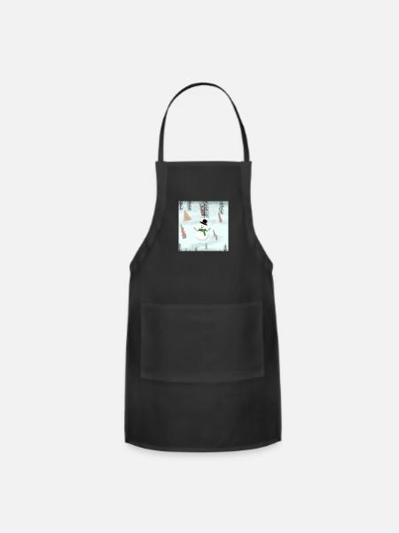 Cute Snowman enjoying snow. - Adjustable Apron - black