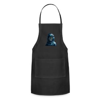 Realistic Meowstronaut Cat - Adjustable Apron - black - Front - Julia (174cm)