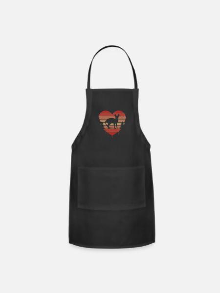 Cute Red Vintage Heart Sphynx Valentine Day Love - Adjustable Apron - black