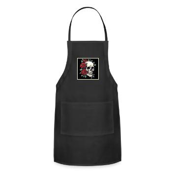 Skull Roses Tattoo Art - Adjustable Apron - black - Front - Julia (174cm)