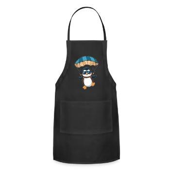 Cool Penguin Parachuting Adventure - Adjustable Apron - black - Front - Julia (174cm)