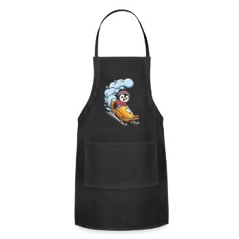 Penguin Riding a Snowmobile Adventure Fun Cute - Adjustable Apron - black - Front - Julia (174cm)