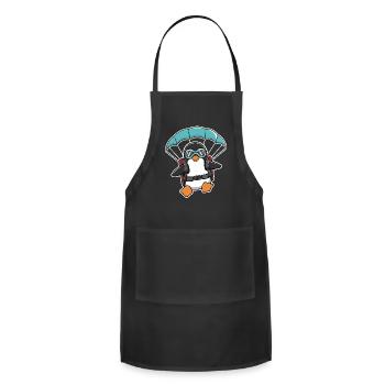 Parachuting Penguin With Goggles - Adjustable Apron - black - Front - Julia (174cm)