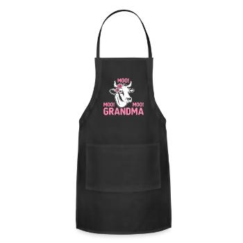 Funny Cow Cattle Heifer Moo Moo Moo Grandma - Adjustable Apron - black - Front - Julia (174cm)