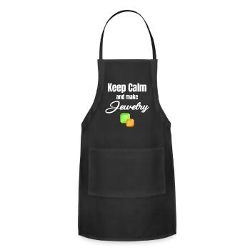 Keep Calm And Make Jewelry Funny Jeweller - Adjustable Apron - black - Front - Julia (174cm)