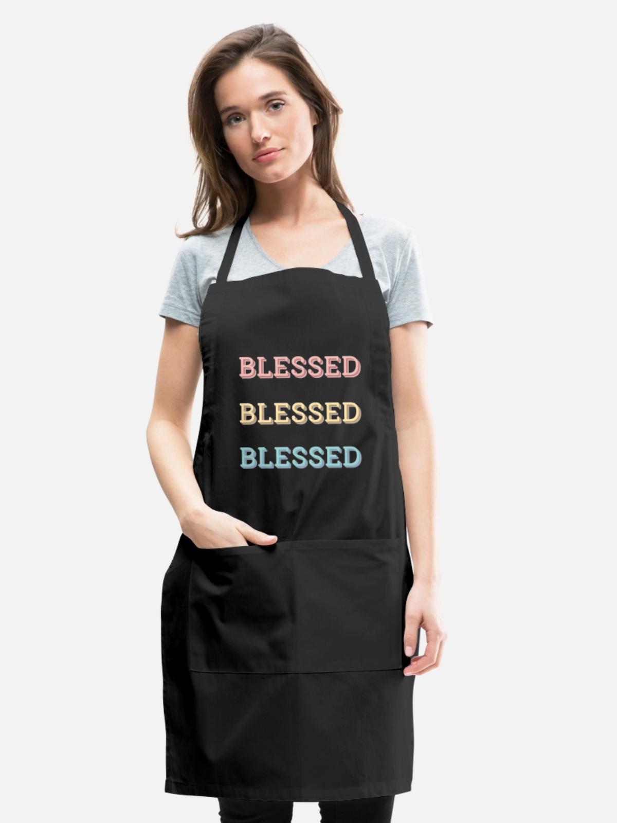 Repeated blessed qoute - Adjustable Apron - black - Front - Julia (174cm)