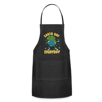 Earth Day Everyday Dabbing Planet Earth - Adjustable Apron - black - Front - Julia (174cm)