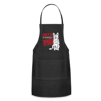 Collie Is Friendly Beware Of The Owner Dog Lover - Adjustable Apron - black - Front - Julia (174cm)
