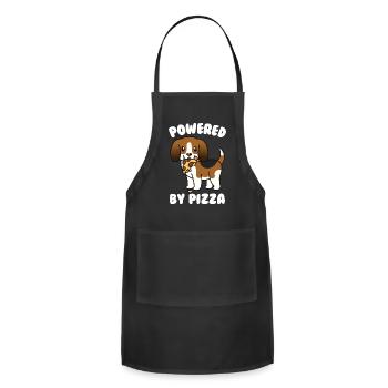Basset Hound Powered By Pizza - Adjustable Apron - black - Front - Julia (174cm)