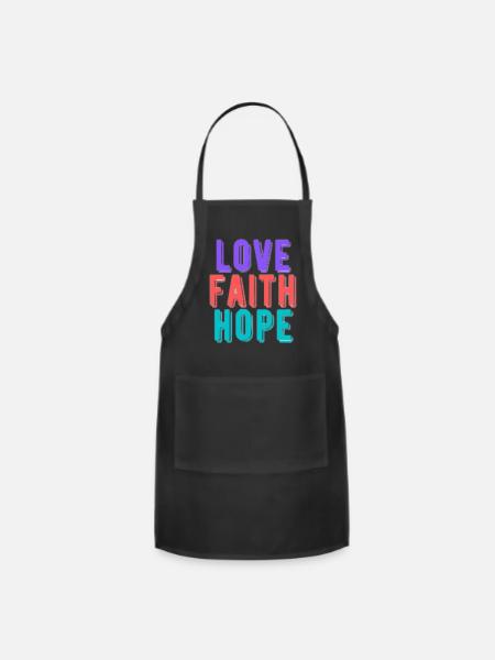love faith hope - Adjustable Apron - black