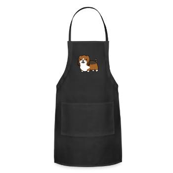 Basset Hound Cute Cartoon - Adjustable Apron - black - Front - Julia (174cm)