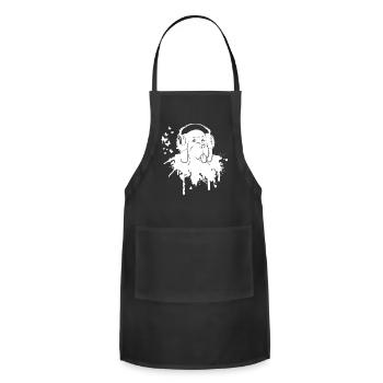 Basset Hound Splatter Graffiti - Adjustable Apron - black - Front - Julia (174cm)