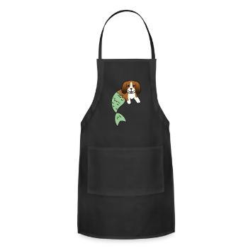 Basset Hound Mermaid - Adjustable Apron - black - Front - Julia (174cm)